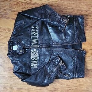 Harley Davidson Leather-Like Jacket & Hat